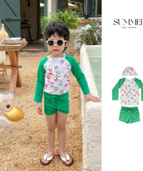 Alternative view of Two-Piece Boys’ Swimsuit: Long Sleeve Top with Swim Trunks