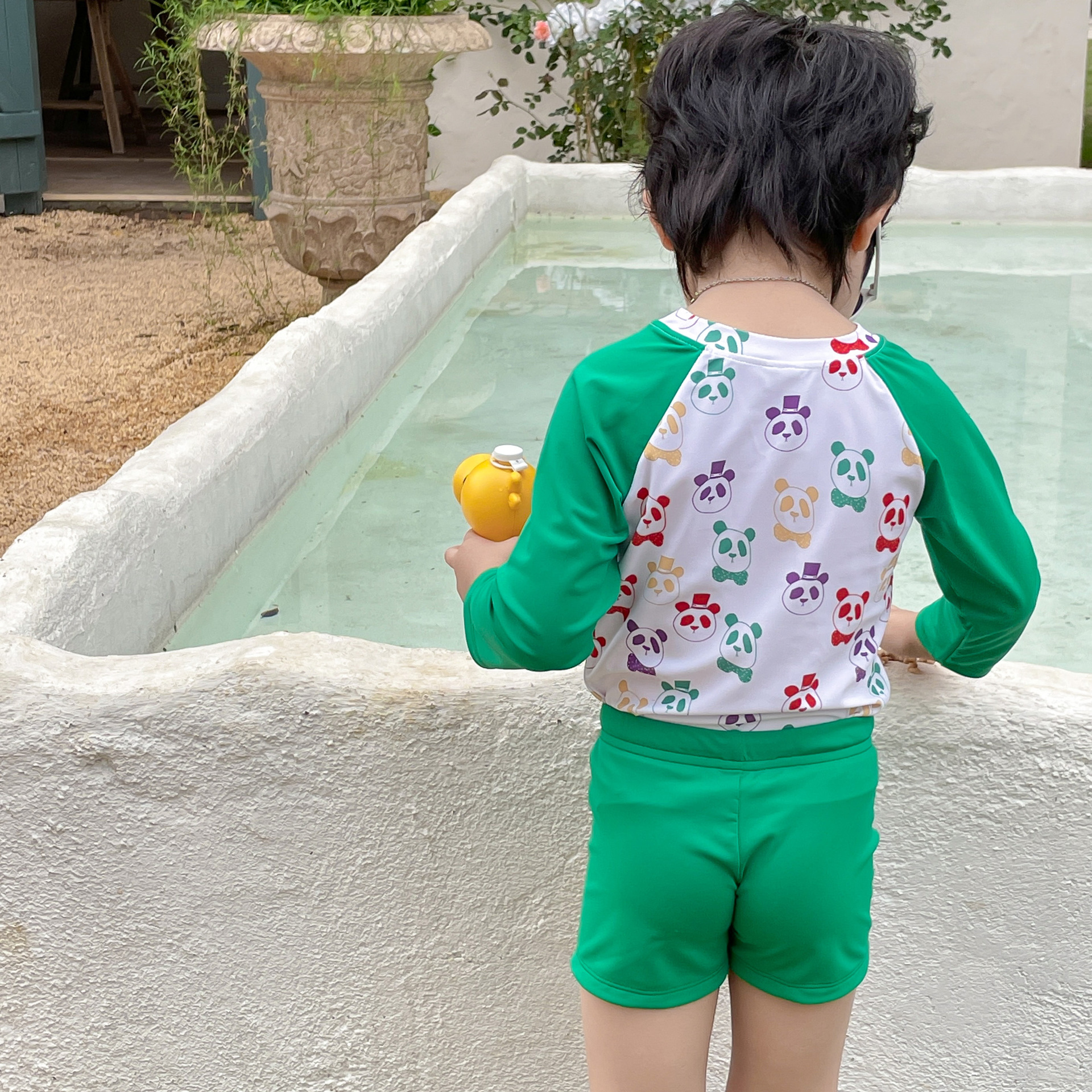 Two-Piece Boys’ Swimsuit: Long Sleeve Top with Swim Trunks - Image 4