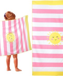 Cute Kids Beach Towel with Quick Dry Microfiber Perfect for Swimming and Camping