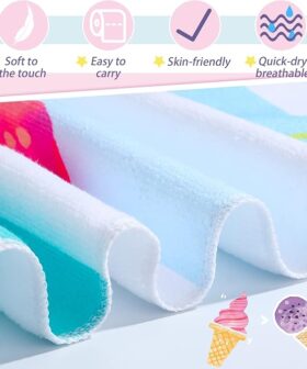 Colorful Pink Sun Kids Beach Towel Designed