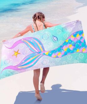 Bright Pink Sun Kids Towel Offering Fast Dry