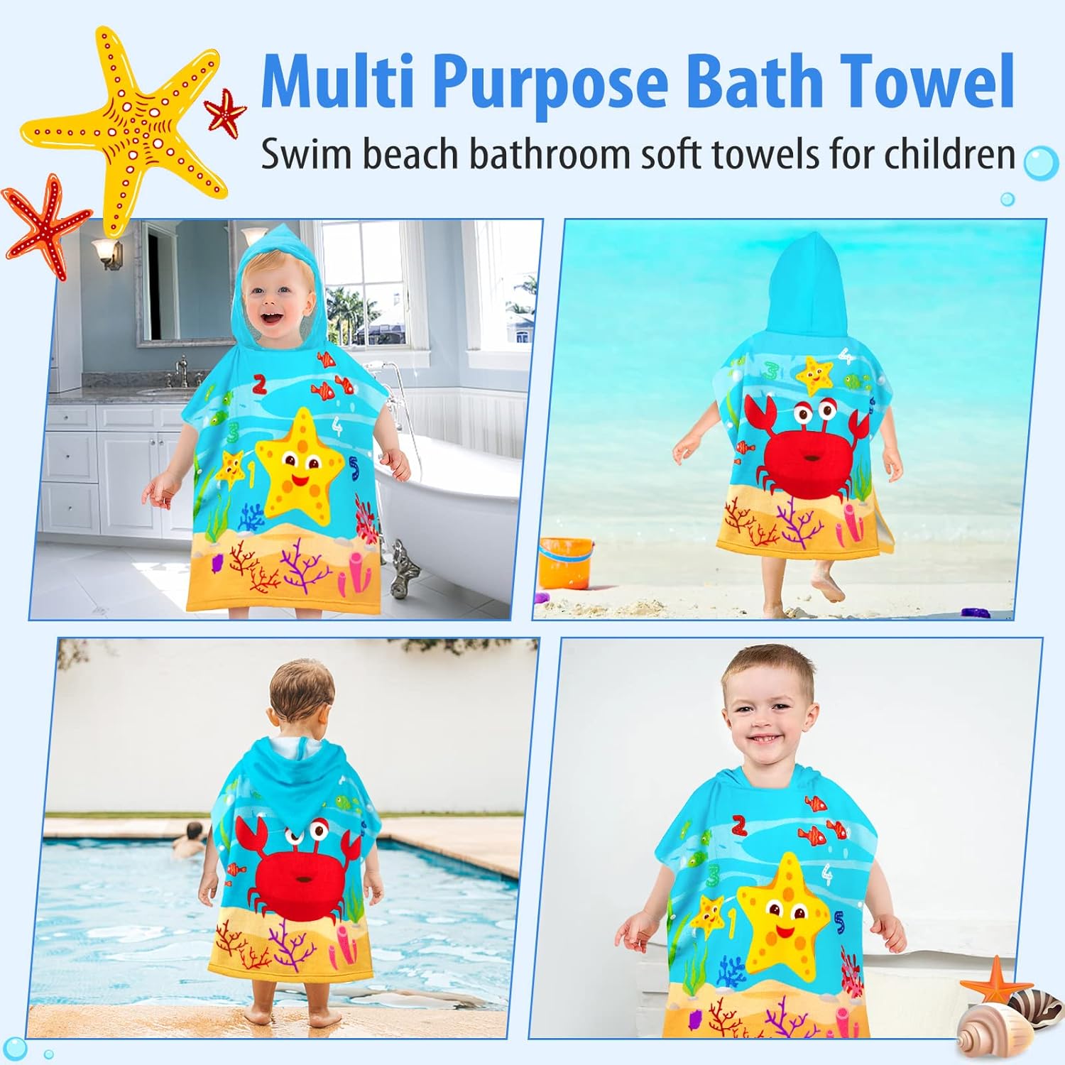 Stylish Kids Swim Poncho Featuring Extra Soft Material and Quick Drying - Image 6