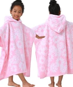 Stylish Hooded Beach Towel Poncho for Kids Girls Featuring Quick Dry Comfort