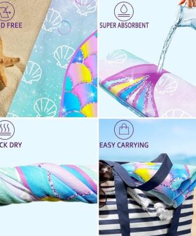 Bright Pink Sun Kids Towel Offering Fast Dry
