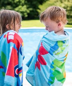 Durable Quick Dry Beach Towel for Kids Featuring Cute Pink Sun Artwork