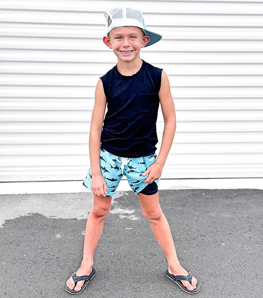 Kids Swim Shorts for Boys Featuring Built In Compression Liner