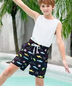 Little Boys Swim Trunks with Soft Compression Liner Bathing Suit