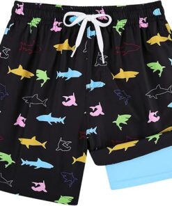 Little Boys Swim Trunks with Soft Compression Liner Bathing SuitCare instructions:Machine Wash Closure type:Drawstring