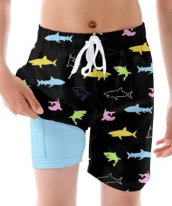 Little Boys Swim Trunks with Soft Compression Liner Bathing Suit