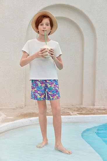 Boys Bathing Suit Swim Shorts with Built In Compression Liner
