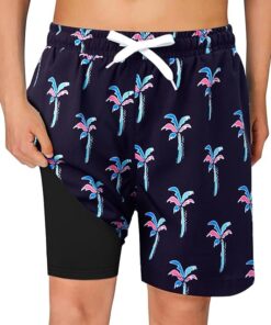 Boys Swim Shorts with Supportive Compression Liner