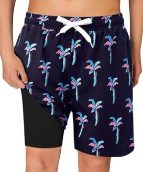 Boys Swim Shorts with Supportive Compression Liner