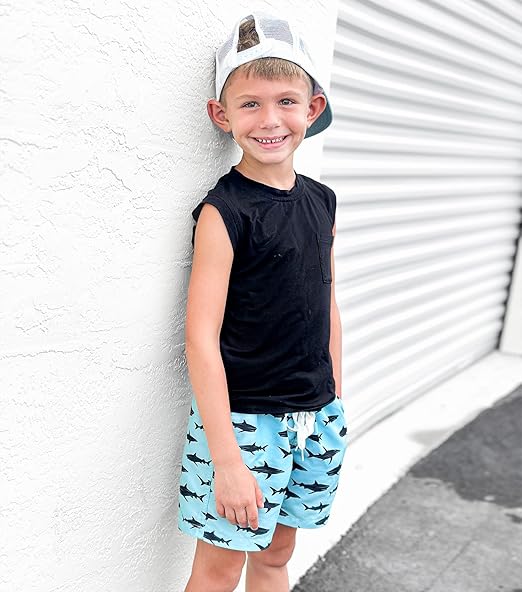 Kids Swim Shorts for Boys Featuring Built In Compression Liner