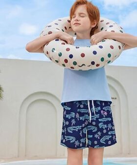 Quick Dry Boys Swim Trunks with Compression Liner for Kids