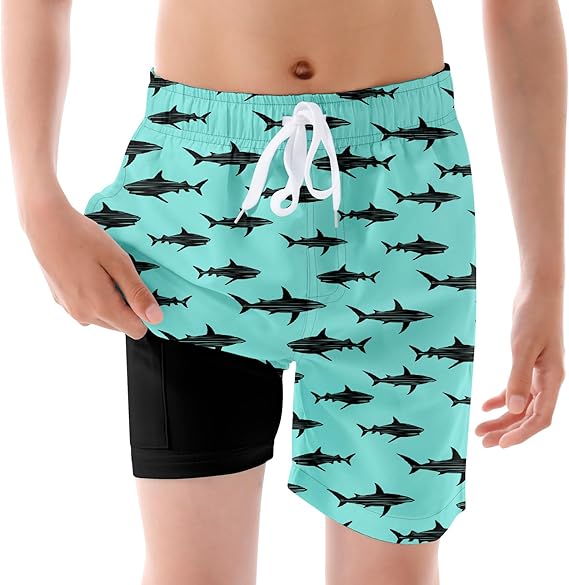 Kids Swim Shorts for Boys Featuring Built In Compression Liner