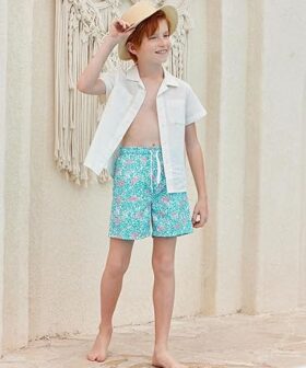Kids Boys Bathing Suit Swim Shorts with Compression Liner
