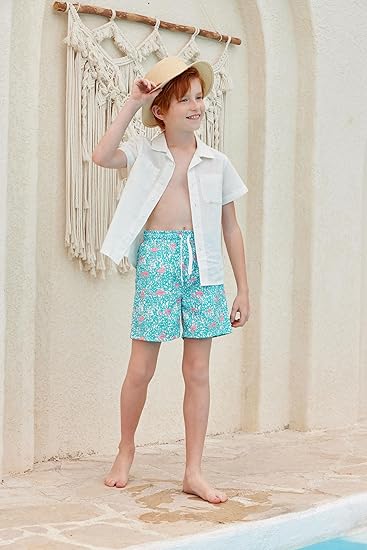Kids Boys Bathing Suit Swim Shorts with Compression Liner