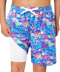 Boys Bathing Suit Swim Shorts with Built In Compression Liner