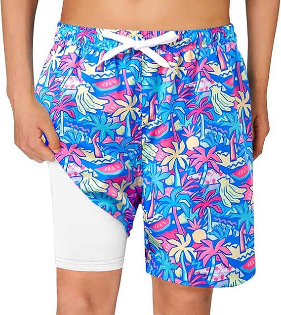 Boys Bathing Suit Swim Shorts with Built In Compression Liner