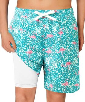 Kids Boys Bathing Suit Swim Shorts with Compression Liner