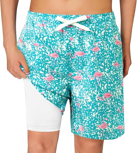 Kids Boys Bathing Suit Swim Shorts with Compression Liner