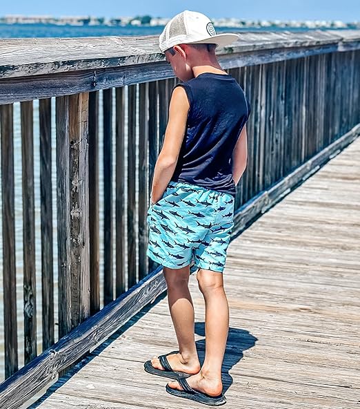 Kids Swim Shorts for Boys Featuring Built In Compression Liner