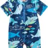 Baby Boys Cartoon Print One Piece Swimsuit with Sun Protection