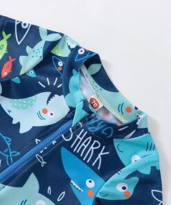 Baby Boys Cartoon Print One Piece Swimsuit with Sun Protection