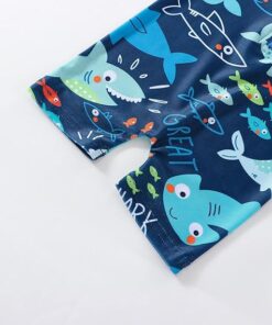 Baby Boys Cartoon Print One Piece Swimsuit with Sun Protection