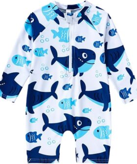 Baby Boys One Piece Bathing Suit with Cartoon Print and Protection