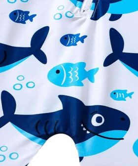 Baby Boys One Piece Bathing Suit with Cartoon Print and Protection