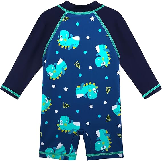 Boys Long Sleeve One Piece Rash Guard Swimsuit for Swimming