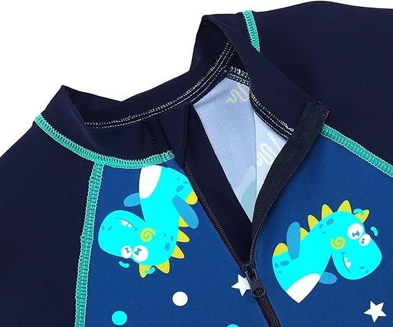 Boys Long Sleeve One Piece Rash Guard Swimsuit for Swimming