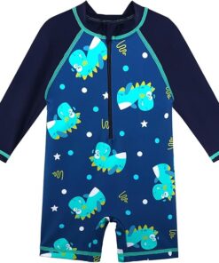 Boys Long Sleeve One Piece Rash Guard Swimsuit for Swimming