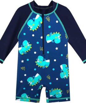 Boys Long Sleeve One Piece Rash Guard Swimsuit for Swimming