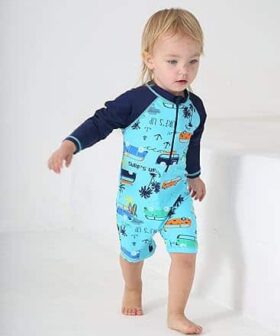 Boys Long Sleeve Rash Guard One Piece Swimsuit Sun Protection
