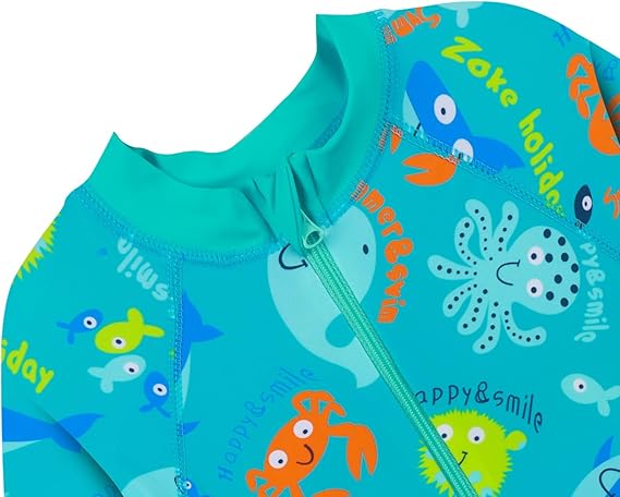 Boys Long Sleeve Rash Guard Swimwear One Piece Beach Pool