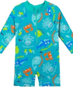 Boys Long Sleeve Rash Guard Swimwear One Piece Beach Pool