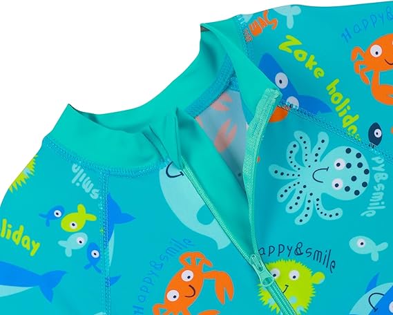 Boys Long Sleeve Rash Guard Swimwear One Piece Beach Pool
