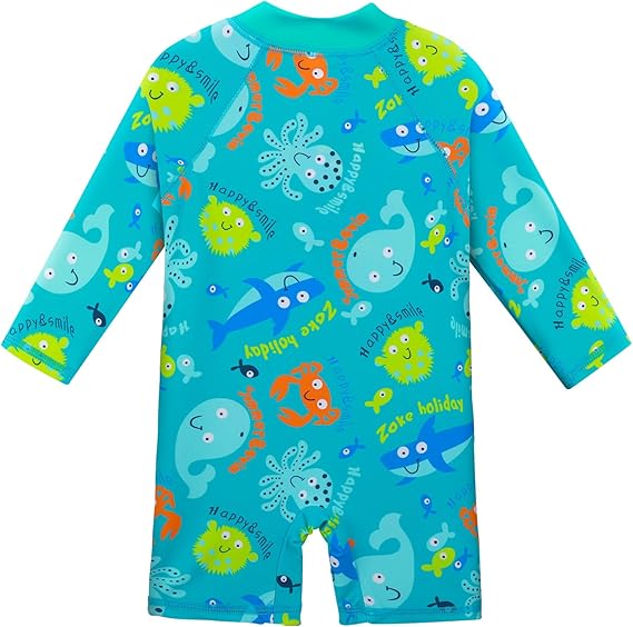 Boys Long Sleeve Rash Guard Swimwear One Piece Beach Pool