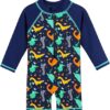 Boys One Piece Rash Guard Swimsuit Long Sleeve UV Protection