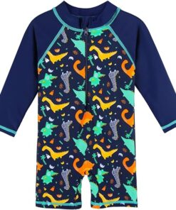 Boys One Piece Rash Guard Swimsuit Long Sleeve UV Protection