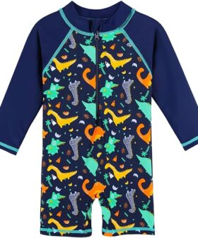 Boys One Piece Rash Guard Swimsuit Long Sleeve UV Protection