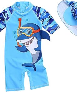 Boys One Piece Rash Guard Swimsuit Short Sleeve UV Protection
