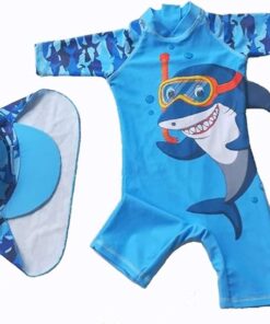 Boys One Piece Rash Guard Swimsuit Short Sleeve UV Protection