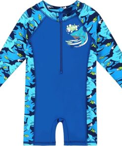Boys One Piece Swimsuit Rash Guard Long Sleeve UV Sun