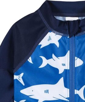 Boys One Piece Swimsuit Rash Guard Long Sleeve Sun Protection