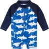 Boys One Piece Swimsuit Rash Guard Long Sleeve Sun Protection
