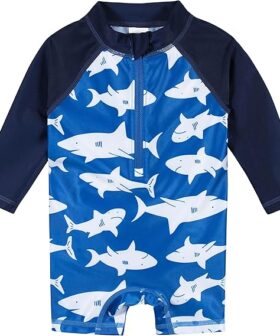 Boys One Piece Swimsuit Rash Guard Long Sleeve Sun Protection
