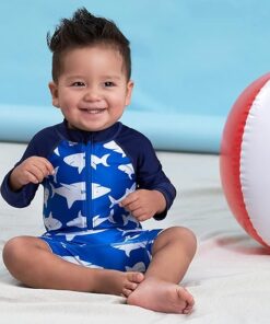 Boys One Piece Swimsuit Rash Guard Long Sleeve Sun Protection